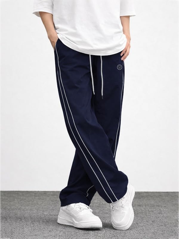 Image of CHKOKKO Men's Relaxed Track Pants for Gym Workout Running Casual Wear Sports Lower with Pockets Adjustable Drawstring Waist Lightweight Quick Dry Activewear Fitness