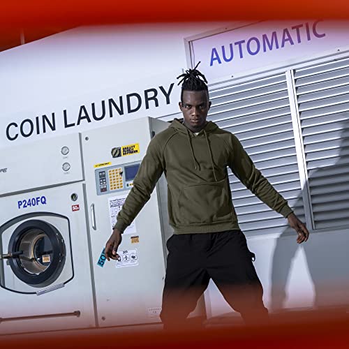 Toloer Men's Hoodies Pullover Slim Fit Solid Color Sports Outwear Sweatshirts Army Green Medium #TOP1