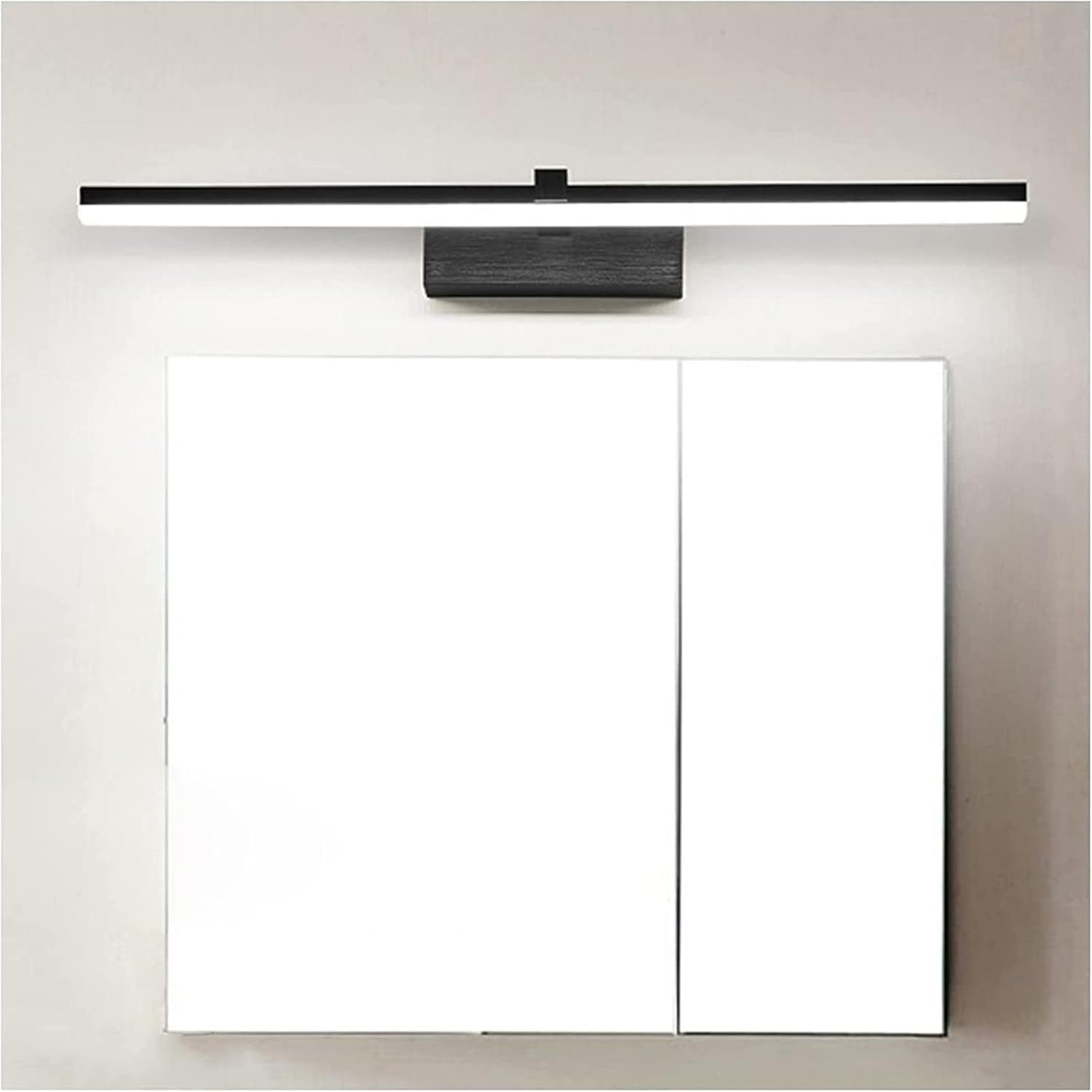 Espejo de baño con luz LED negra y lámpara colgante antivaho para tocador