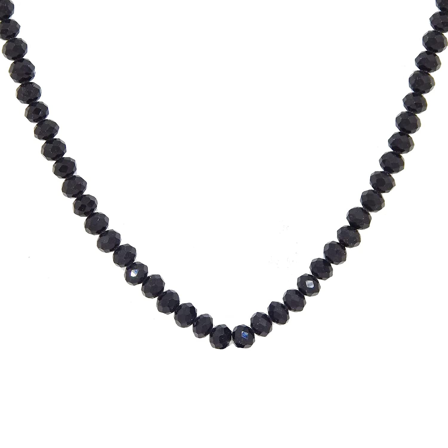 Gozby WellPoint Black Crystal Beaded Necklace for Men | 4mm Faceted Beads Mala Chain | 16 Inch Stylish Minimal Necklace | Trendy Fashion Jewelry for Boys & Men 3