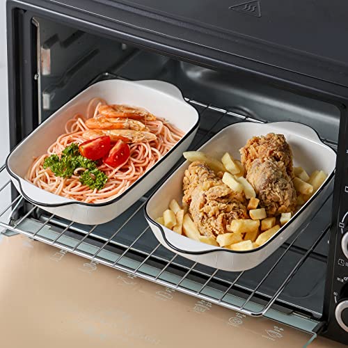 Ceramic Au Gratin Baking Dishes, Rectangular Baking Pans, Small Table Serving Dishes, Lasagna Pan Crème Brulee With Double Handles, Set Of 6 #TOP4