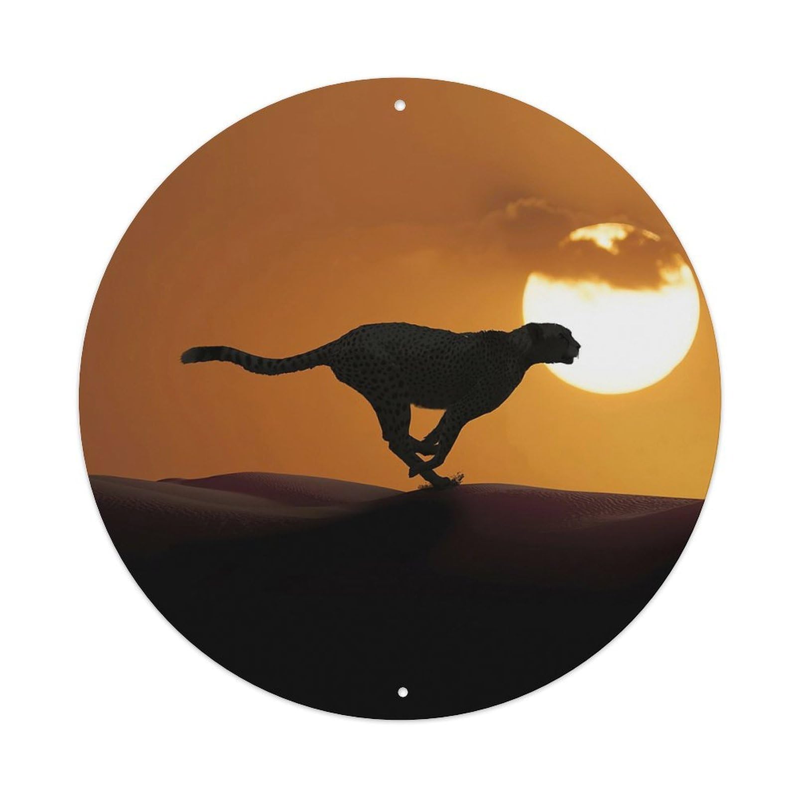Animals Poster Cheetah Leopard Sunset Silhouette Metal Tin Sign