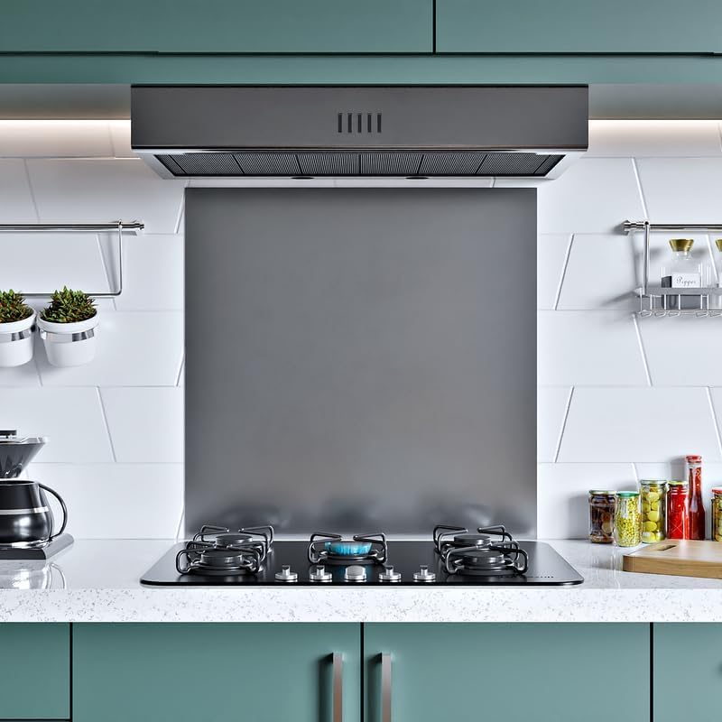 BELOFAY 1mm Thick Stainless Steel Splashback for Kitchen Brushed Finish Hob Splashback For Cookers with Adhesive/Glue included 600x500mm