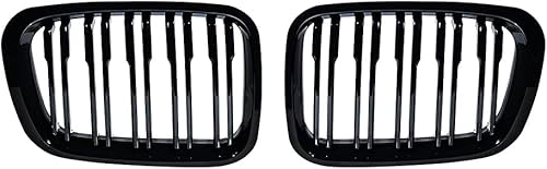 Astra Depot Repuesto para BMW E46 316i 318i 320i 323i 323i 325i 328i 330i 4DR Sedan frontal superior negro brillante rejilla de riñón línea dual