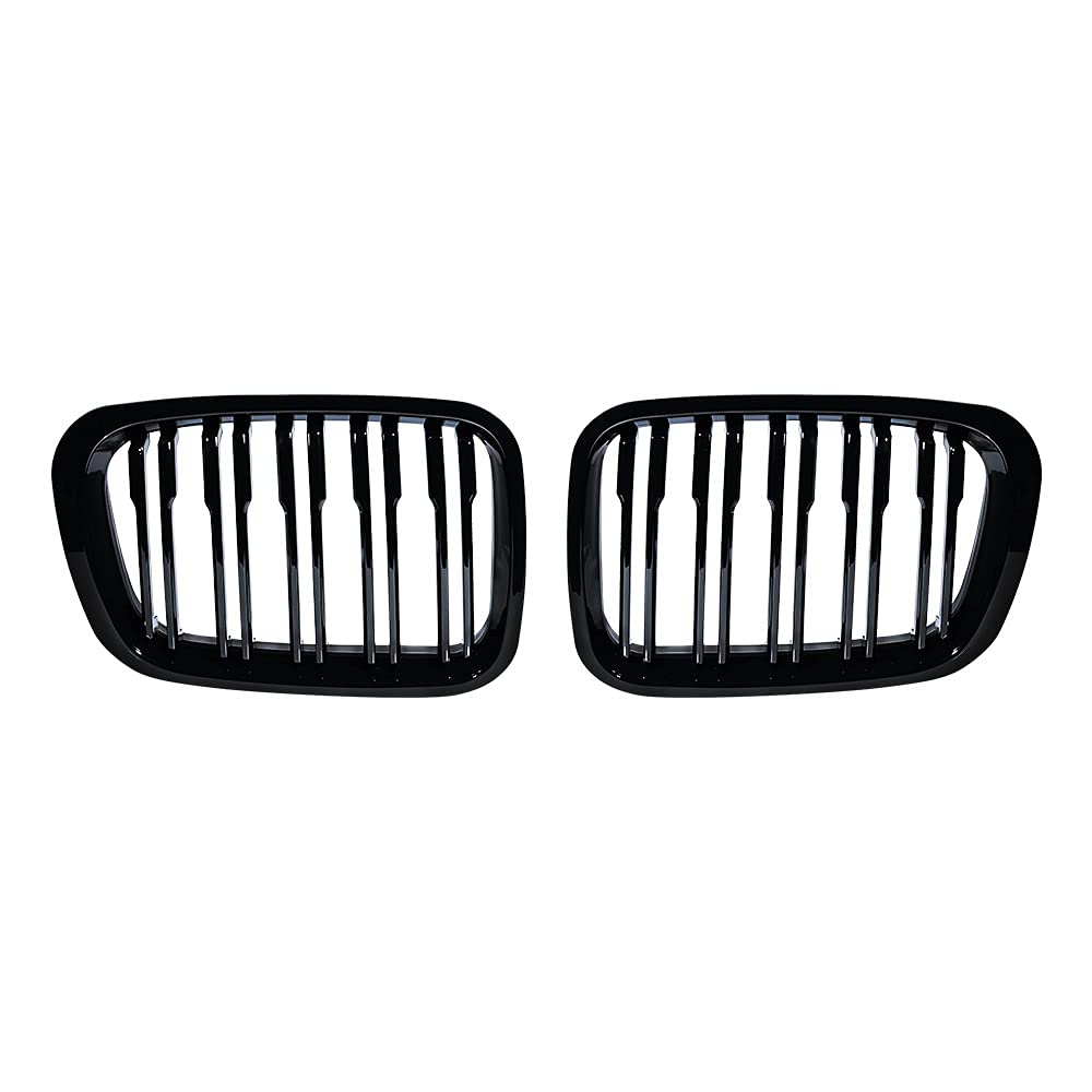 Astra Depot Glossy Black Dual Slats Kidney Grille Compatible with BMW E46 316i 318i 320i 323i 325i 328i 330i Sedan 1998 1999 2000 2001