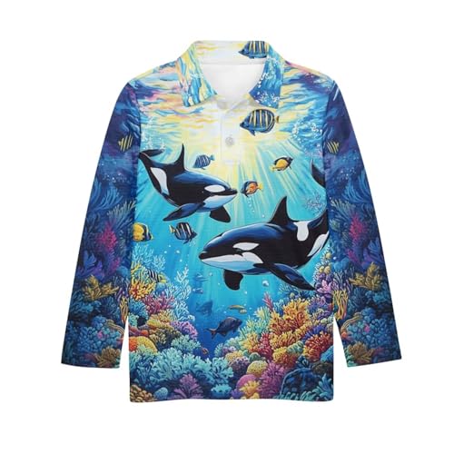 1/4 Button Collared Golf Shirts for Boys Size 3-16 Kids Fall Long Sleeve Tennis Outfits Soft Athletic Tops