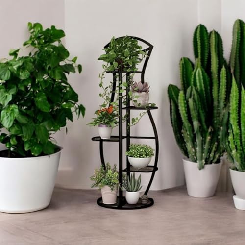 Image of 9 Tier Folding Metal Plant Stand Indoor 8 Tier 9 Potted with Gardening Tools and Gloves, Multiple Flower Pot Holder Display Rack for Patio, Garden, Balcony, Living Room (Surai Black)