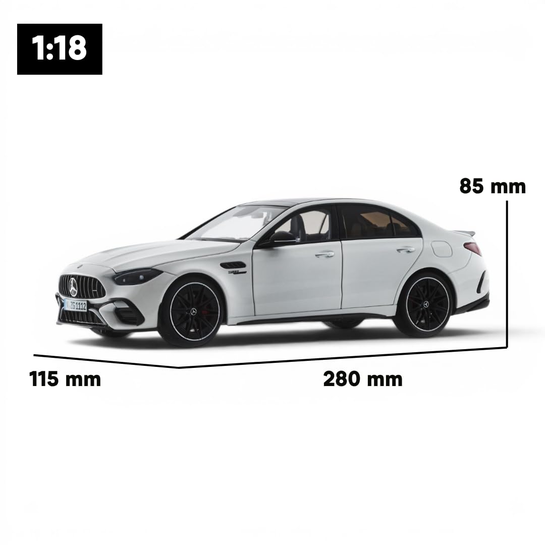 Mercedes‑AMG C 63 S E Performance 1:18 - Modellino di auto da collezione in metallo pressofuso di alta qualità, limousine sportiva con parti apribili (bianco opalite)