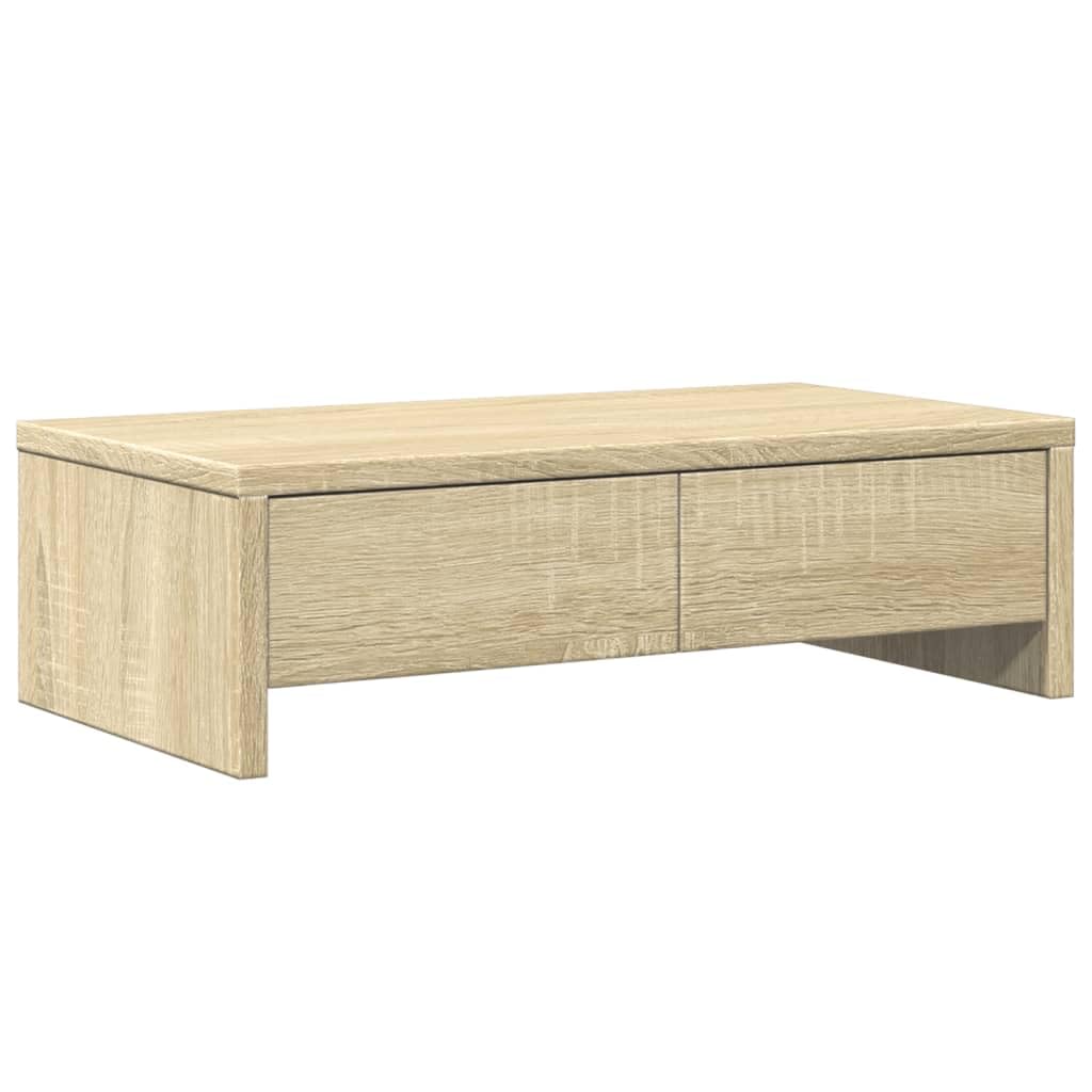 Vidaxl Monitor Stand With Drawers Monitor Riser Sonoma Oak Engineered Wood
