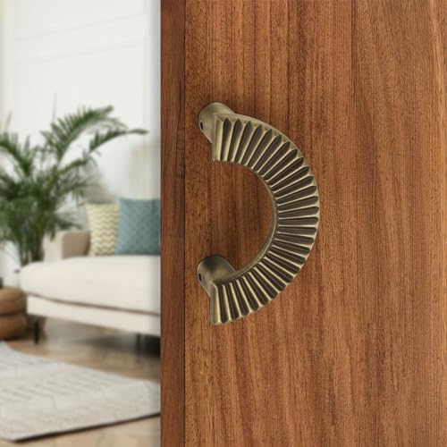 Image of HARMONUS 4-inches Round Shape Glass Door Handles for Main Door, Antique Door Handles, Wardrobe Handles, Handles for Glass Doors,Glass Door Pull Handle (Pack of 1 Set,HI-618 Antique Finish)
