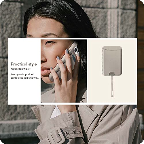 Image of Spigen Men Faux Leather Cyrill Kajuk Mag Wallet Magnetic Card Holder [Compatible with iPhone 16 / iPhone 15 / iPhone 14 / iPhone 13 / iPhone 12 Series] - Cream