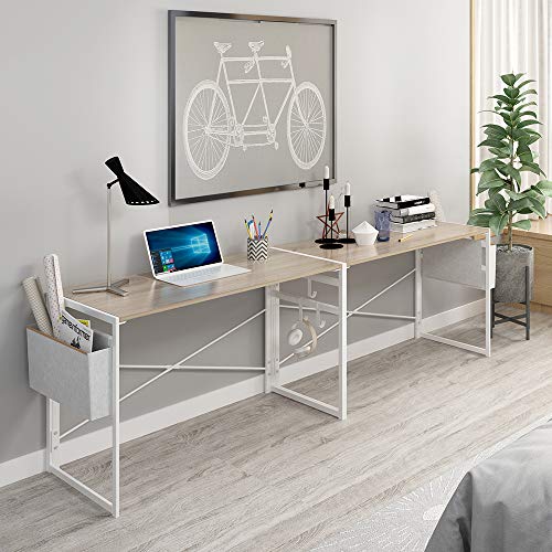 Jsb 39.4" Small Folding Computer Desk With Storage Bag And Hook, Writing Desk Modern Industrial Work Table Laptop Desk For Home Office (Natural And White) #TOP7