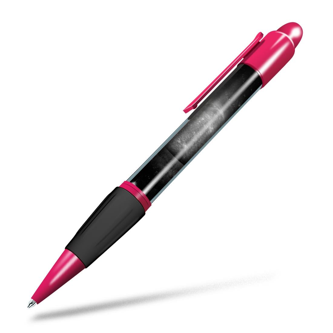 1x Pink Ballpoint Pen (Photo Insert) - BW - Planet Mercury Space - Soft Feel Finger Grip, Black Ink #35483