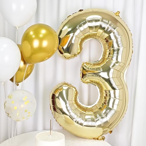 Image of 40 Inch Light Gold 9 Number Balloons Large Champagne Gold Number | White Gold Giant 9 Foil Mylar Helium Digital Balloon for 9th or 9st Anniversary Party Decorations Supplies