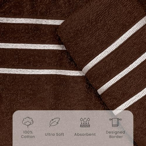 Image of Sassoon Melrose 100% Cotton 2 Piece Hand Towel Set, 400 GSM, Chocolate Fondant (40cmX60cm) - Highly Absorbent, Soft Material, Perfect for Daily Use