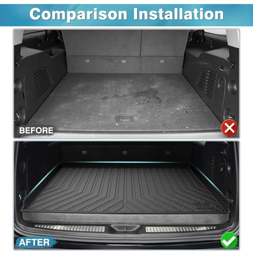 Image of Mixsuper Custom Fit Cargo Liner for Chevrolet Suburban /GMC Yukon XL /Cadillac Escalade ESV 2015-2020, All Weather Cargo Mat Rear Trunk Liner Behind The 3rd Row Seats Black