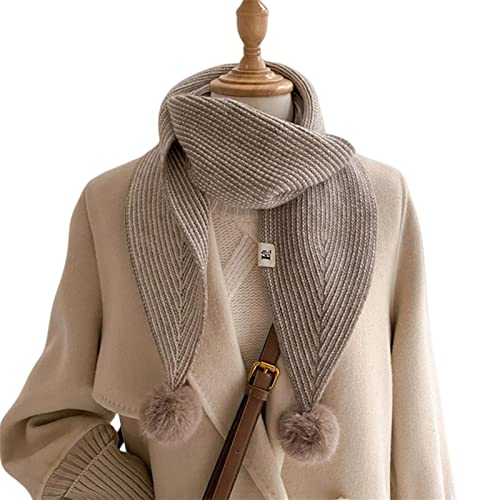 OVLAJ Bufandas para Mujer Invierno Winter Warm Campo Bufanda Bufanda A Cuadros A Cuadros Pequeños Pañales Delgados con Pañuelo De Pelota-Wyd4-3,13X130Cm