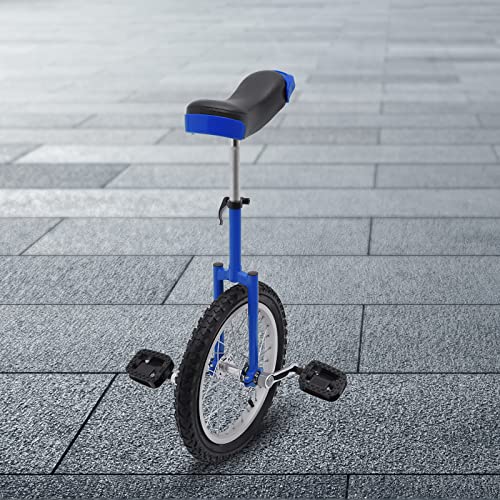Netcoin Unicycle, Funny 16 Inch Wheel Unicycle with Steel Rim, Outdoor Unicycle w/Adjustable Seat, Exercise Bicycle Fit for Adults Kids Outdoor Sports Fitness Exercise (Blue)