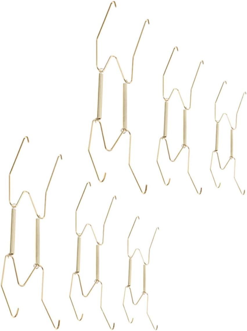 SHINEOFI Set of 6 Metal Invisible Wall Hooks for Decorative Plates, Heavy Duty Mounting Brackets Compatible 10-20cm, Multi-Function Plate Holder for Wall Decoration