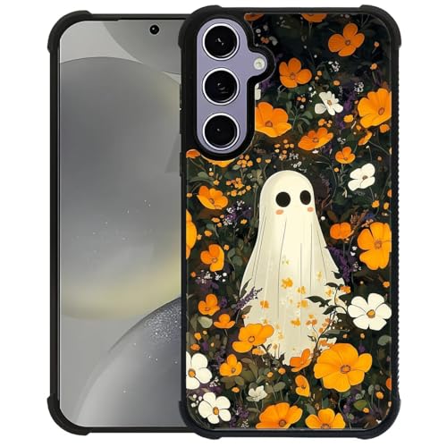 ZHEGAILIAN Case for Samsung Galaxy S24 S25 | Shockproof 4 Corner Air Cushion + Soft TPU Bumper with Anti-Slip Grip & Stylish Pattern for Men Boys & Woman Girls | Cute Ghost Wildflowers