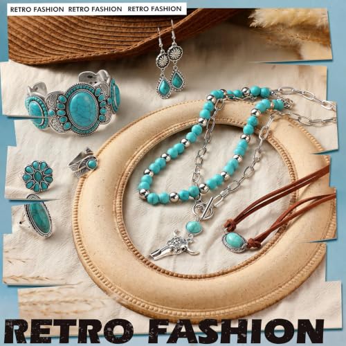 Image of Ecally Western Turquoise Jewelry Set for Women