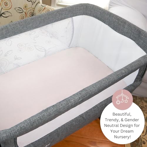 Image of TansyPanda Muslin Bassinet Sheets for Papablic, RONBEI, HARPPA Cuddly, Larex, Whiffee, Mika Micky Baby Bedside Sleeper, 3PC, 19x32in, Ultra Soft, Breathable, Snug Fit, Unisex Boys Girls, Pink