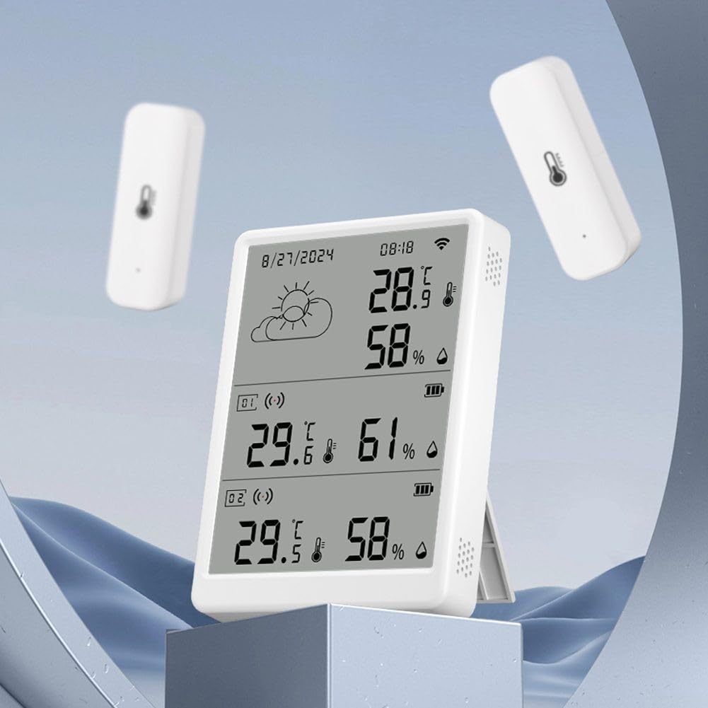 Monitor di temperatura e umidità WiFi, sensore wireless di temperatura e umidità, con monitor remoto e allarme di notifica, per la casa (1 set (da 1 a 2)