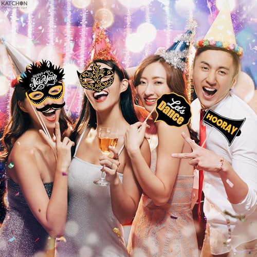 KatchOn, New Years Photo Booth Props 2026 - Pack of 30 | Black and Gold New Years Eve Photo Booth Props for Happy New Years Decorations 2026 | New Years Eve Party Supplies 2026 | NYE Decorations by KatchOn - Image 5