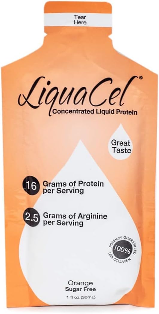 LIQUACEL Concentrated Liquid Protein Packets Orange 100 X 30ML (1OZ)