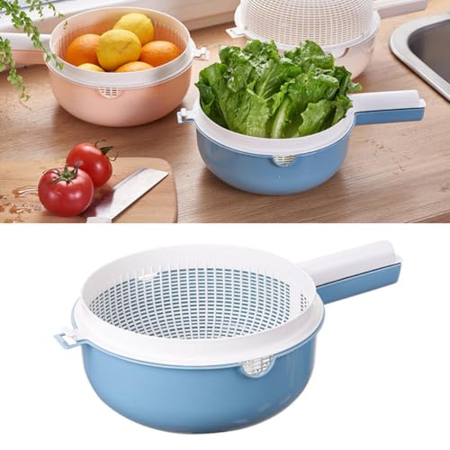 Cesta coladora de doble capa con tapa para lavado de frutas 5