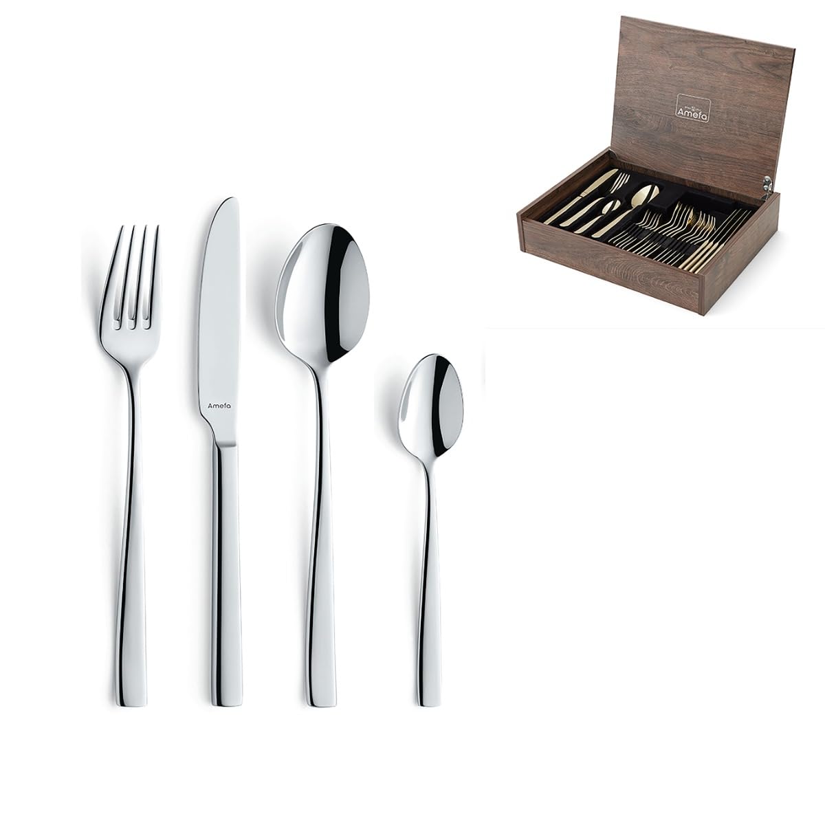 Amefa Martin service de table 24 pièces coffret de luxe couverts inox design