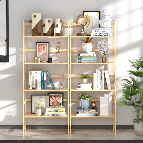 Wtz Bookshelf Book Shelf, Bookcase Storage Shelves Book Case, Ladder Shelf For Bedroom, Living Room, Office Mc-801(Natural) #TOP3