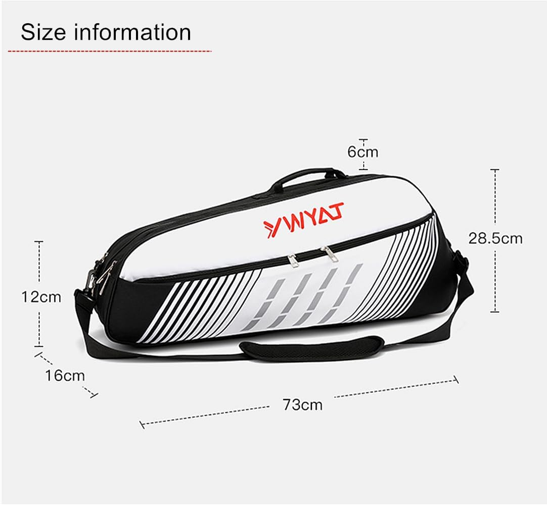 Borsa da Badminton Tennis,Borsa per Racchetta da Tennis,Borsa da Badminton per 3 Racchette da Badminton,Tela,Impermeabile,Tracolla Regolabile e Staccabile