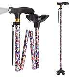 LIXIANG Walking Cane with LED Light, Adjustable Folding Walking Cane for Women and Men, Lightweight