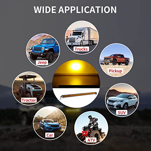 Lasfit 52 Inch Amber Light Bar & 18Y Yellow Flood Beam #TOP4