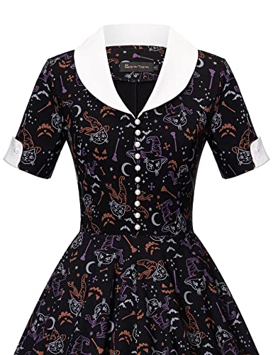 Image of GownTown Womens 1950s Cape Collar Vintage Swing Stretchy Dresses