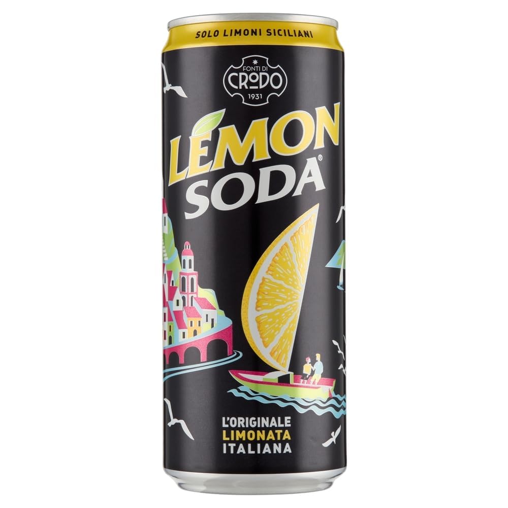 Lemonsoda, Lemon soda, Doses de citron au citron, boisson italienne, boisson gazeuse de limonade, des citrons italiens, 48x 330 ml + Italian Gourmet polpa 400g