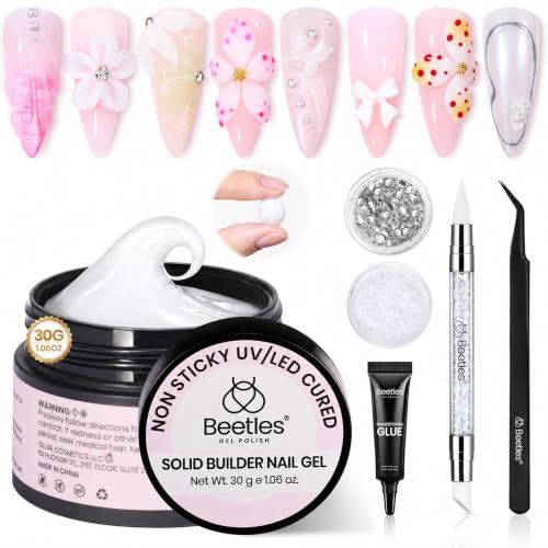 Beetles 3D Gel Nail Art, 30g White Solid Builder Nail Gel &amp; Sculpting Pen