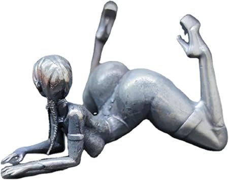 Brass Posture Nude Female Miniatures Statue,Metal Pantyhose High Heels Female Woman Sculpture Figurines Body Art Desktop Car Decor Men Collect Gifts