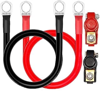 ATPWONZ 2PCS Battery Cable,2AWG 30cm 12V Battery Cable,35MM²Cable with M8 Ring Terminal Copper Wire for Truck, Motorcycle, Solar, RV, Marine