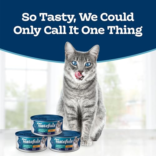 Image of Blue Buffalo Tastefuls Ocean Fish & Tuna Pate Wet Cat Food for Adult Cats, Made with Natural Ingredients Enhanced with Vitamins, Minerals & Other Nutrients, 5.5-oz. Cans (24 Count)