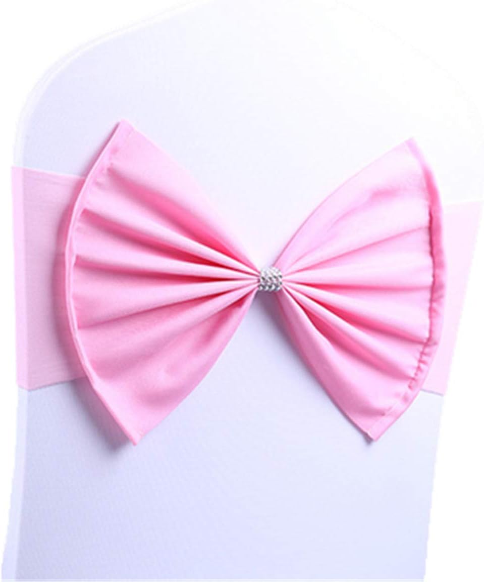 LORIE 50 pcs Pink Wedding Chair Sashes Bow Spandex Chair Cover Bands Party Chair Ribbons for Baby Shower Banquet Christmas Thanksgiving Decorations (50, Pink)
