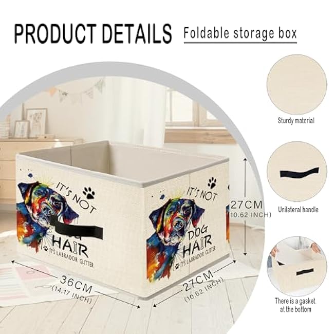 Mancheng-zi Funny Labrador Retriever Dog Collapsible Storage Bins, Labrador Retriever Gifts for Women, Funny Dog Toys Books Clothes Storage Organizer Baskets for Living Room Bedroom