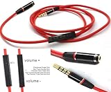 NewFantasia Headphone Adapter with Remote & Mic Extension Cable for apple iphone 6, 6plus, 4, 4s, 5, 5s, 5c, 3gs, ipod, ipad - Red