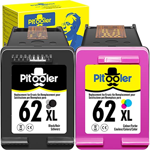 Pitooler Remanufactured 62XL Ink Cartridge Combo Pack Replacement for HP Printer Ink 62 Black Color for Envy 7640 5660 5540 7645 7644 5643 5640 5661 5642 OfficeJet 250 200 5740 5746 Mobile Printer