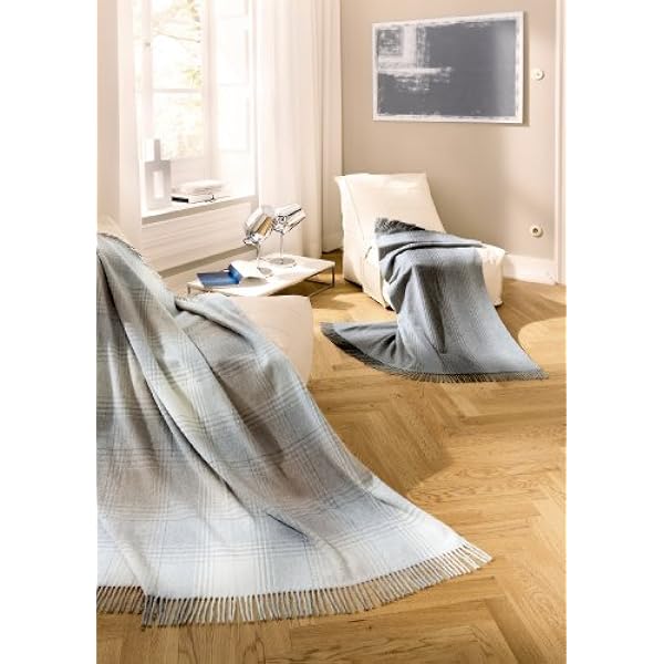 biederlack Cosy & Luxury Plaid, Lana, Check Beige, Singolo, 130x170 cm