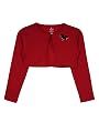 KiddoPanti Girls Crop Length Shrug | Cotton Poly Fleece Fabric |Sequin Patch on Chest | Front Open Pearl Button Closure