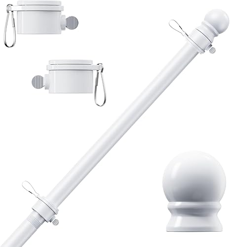 Miniatura 1 de PHITRIC Mástil de bandera blanca de 6 pies, de acero inoxidable giratorio sin enredos, resistente a la intemperie, a prueba de óxido, adecuado para