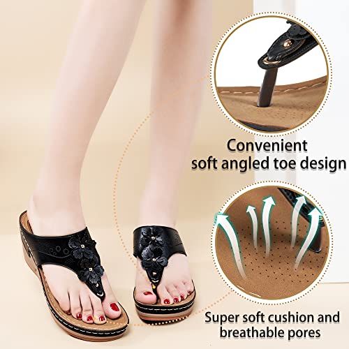 Harence Flip Flops For Women Wedge Sandals Comfortable Cushion Footbed Platform Sandals Dressy Summer Slip On Womens Shoes #TOP3