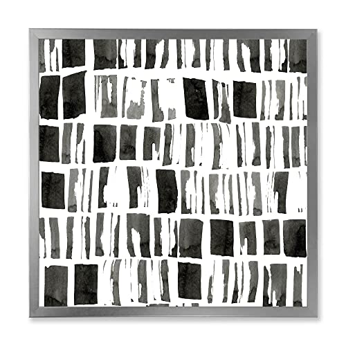 DesignQ Arte de pared enmarcado moderno de ladrillos monocromáticos abstractos